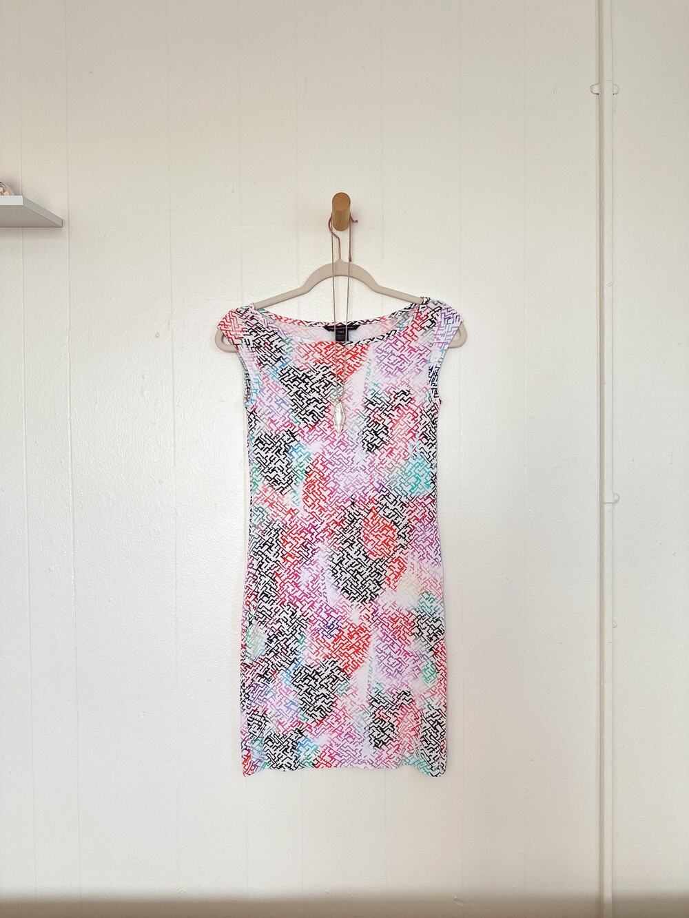 French Connection Abstract Print Cap Sleeve Bodycon Mini Dress US 0